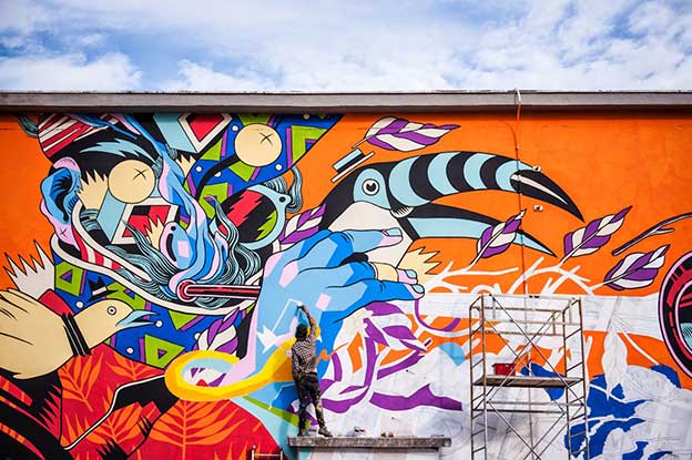 Bicicleta Sem Freio's Colourful Bird Mural On The Streets Of Gaeta, Italy