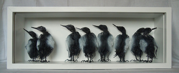 Delicate Wire Mesh Sculptures Of Birds In Boxes