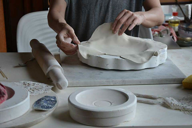 NeSpoon's Handmade Tableware For Pigeons Installation