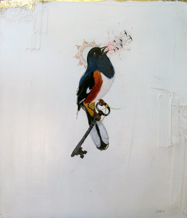 Dominique Fortin's Series Of Mixed Media Birds With Keys