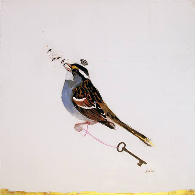 Dominique Fortin's Series Of Mixed Media Birds With Keys