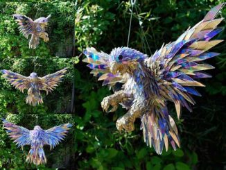 Amazing Sculptures Of Birds Made From Shards Of Broken CDs